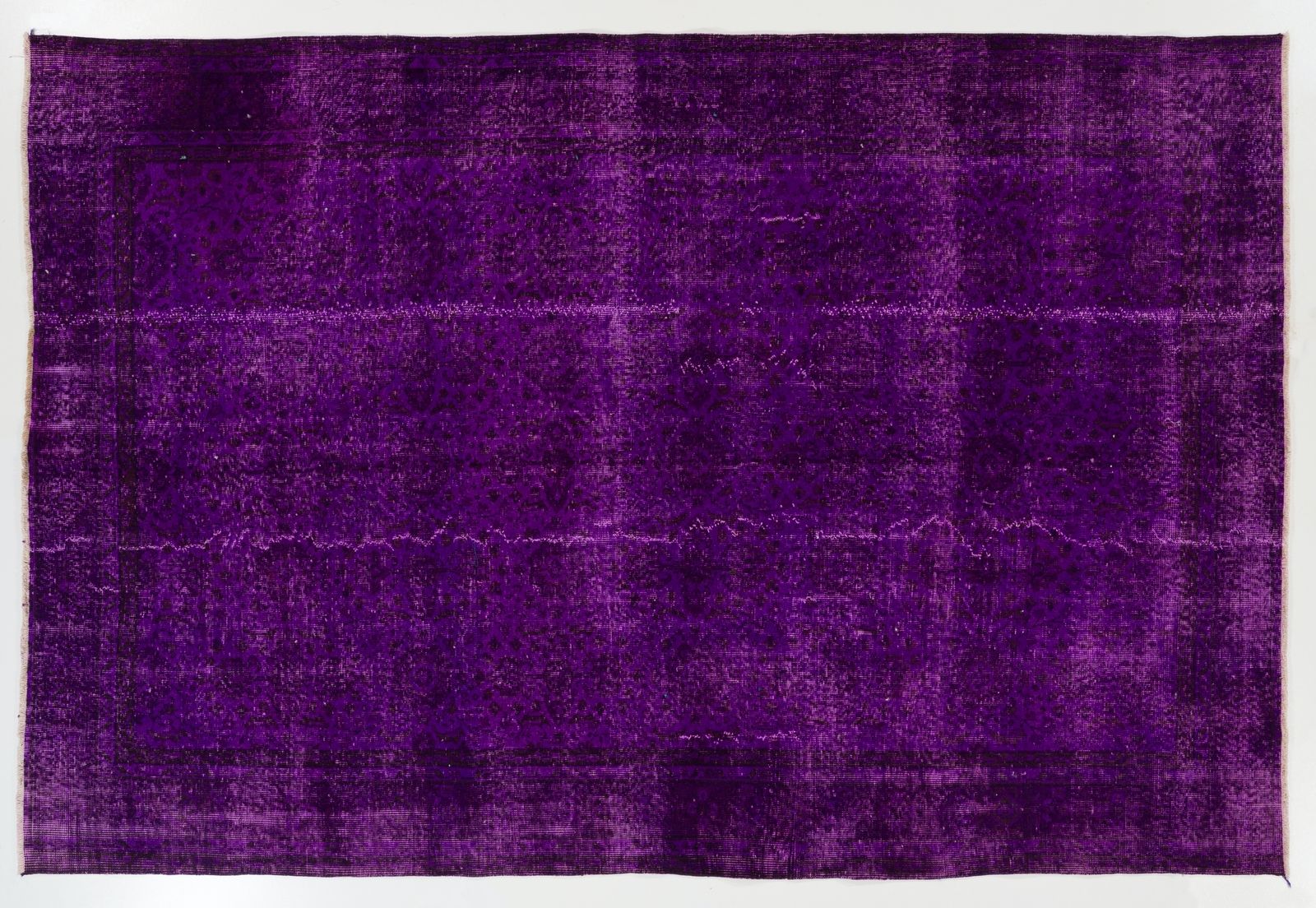6.5x9.6 Ft Midcentury Area Rug Over Dyed In Purple Color, Hand Knotted In Turkey photo Textiles