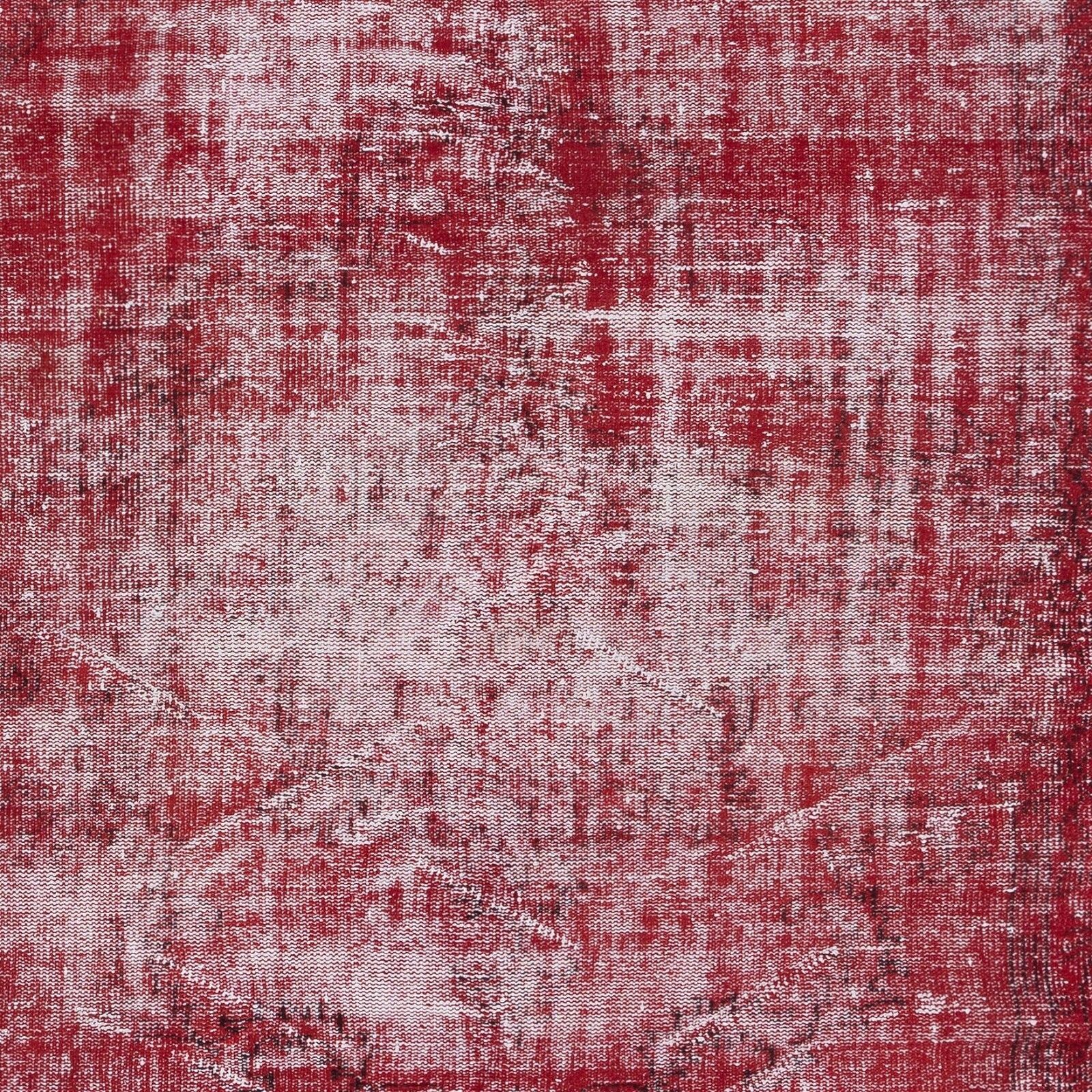 5.8x9 Ft Distressed Turkish Handmade Area Rug In Red, Ideal For Modern Interiors photo 451.0