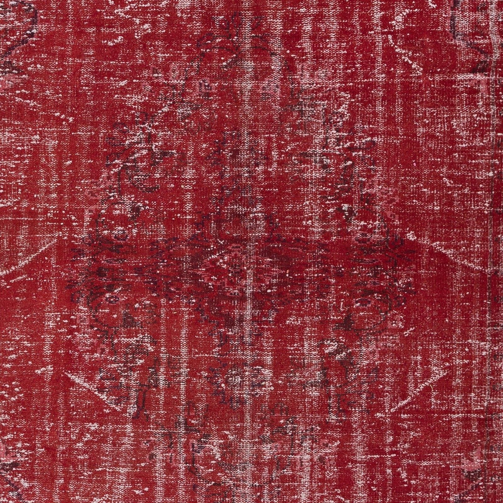 6x9.2 Ft Contemporary Handmade Turkish Red Wool Area Rug With Shabby Chic Style photo 380.0