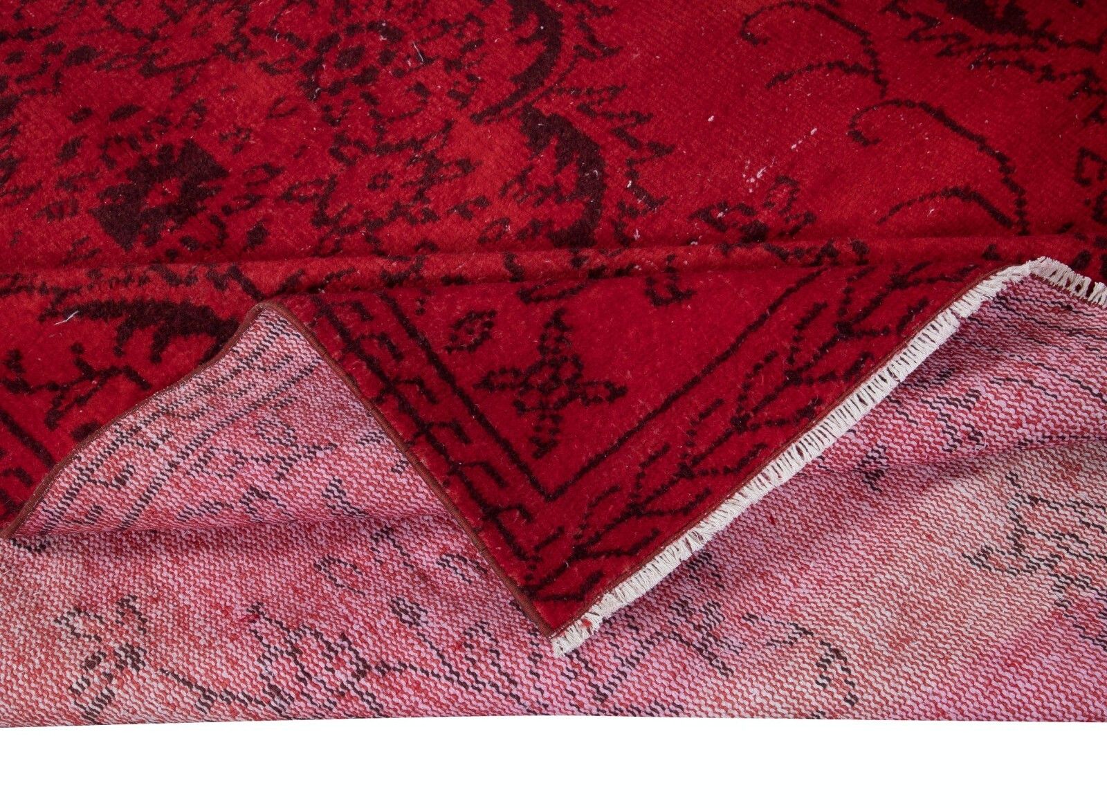 5.6x9 Ft Red Floor Area Rug For Modern Interiors, Handmade In Central Anatolia photo for sale