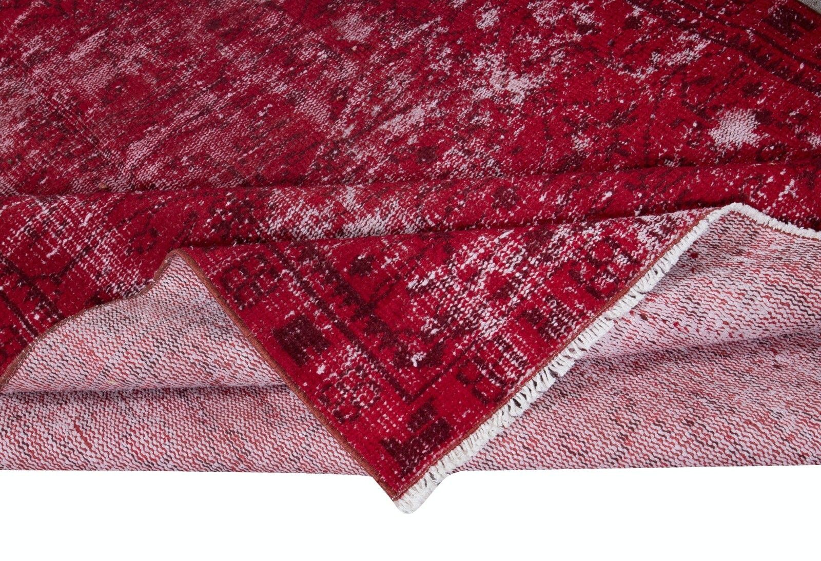 4.6x7.7 Ft Contemporary Handmade Turkish Red Area Rug With Shabby Chic Style photo for sale