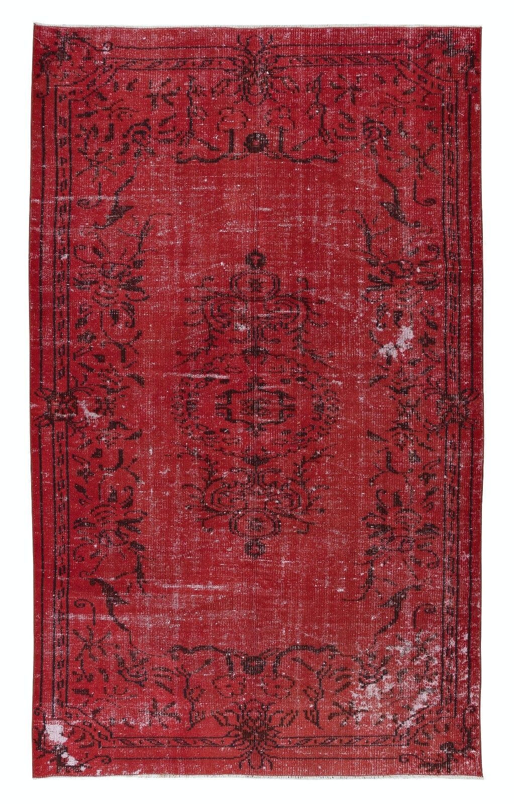 5x8 Ft Contemporary Wool Area Rug In Burgundy Red, Hand Knotted In Turkey