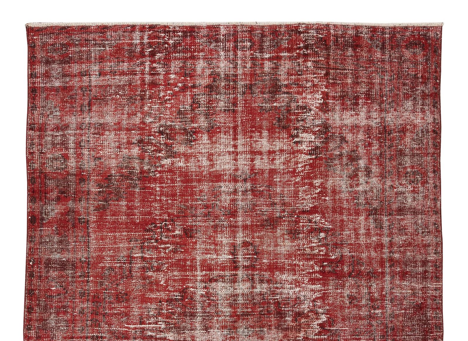 5.9x8.6 Ft Distressed Handmade Turkish Vintage Rug Over Dyed In Burgundy Red photo Textiles