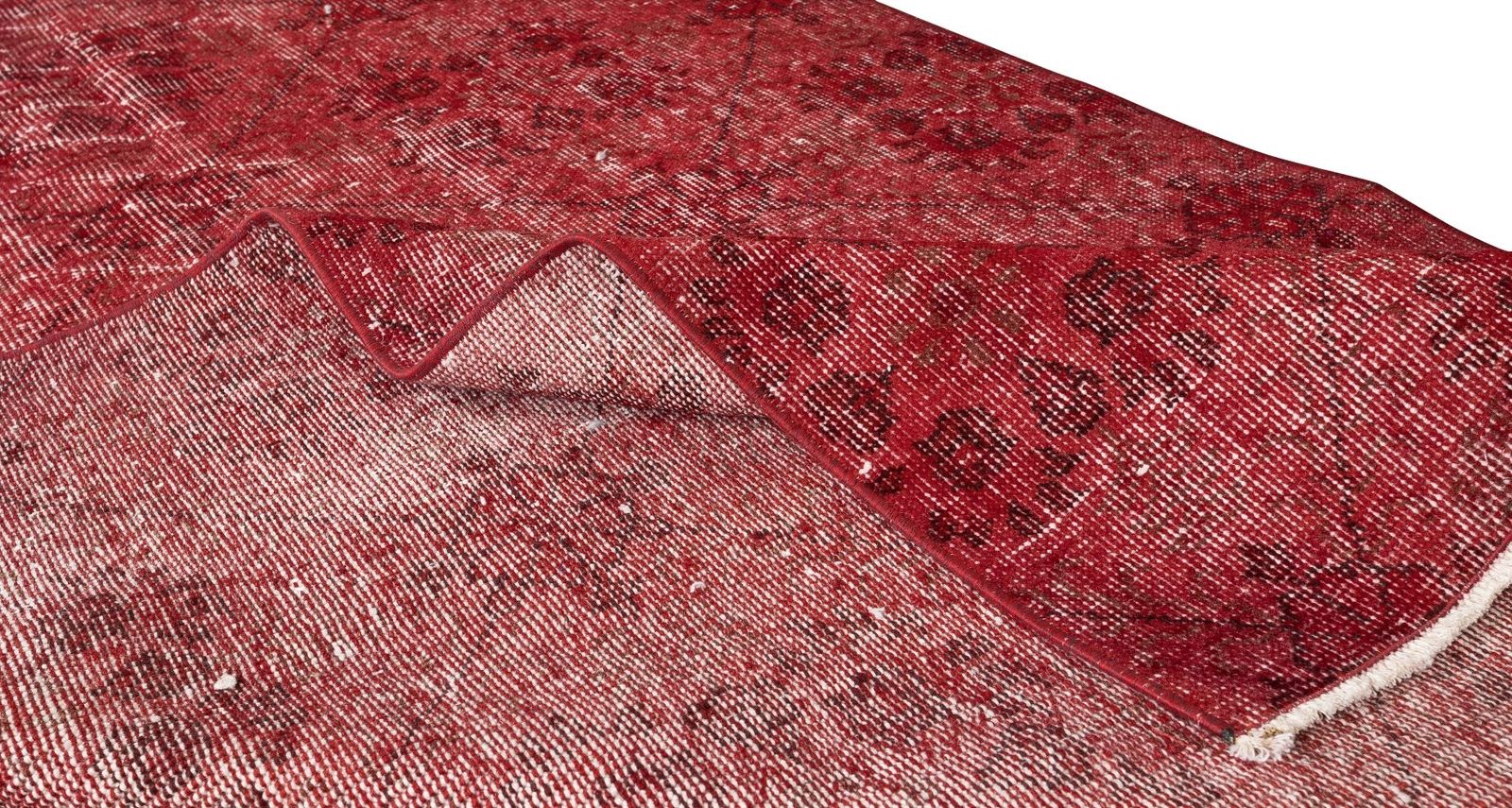 3.9x6.7 Ft Vintage Handmade Red Overdyed Rug From Central Anatolia photo for sale