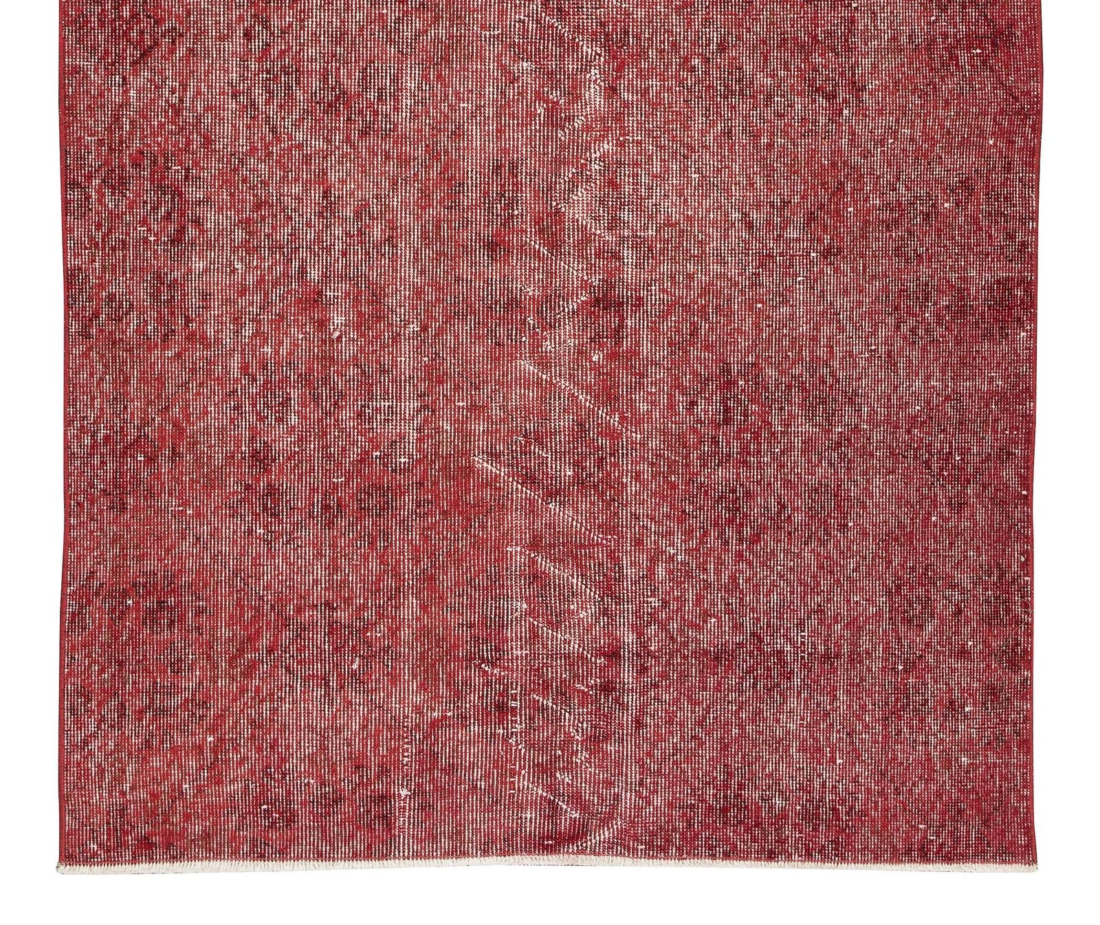 3.9x6.7 Ft Vintage Handmade Red Overdyed Rug From Central Anatolia photo 224.0