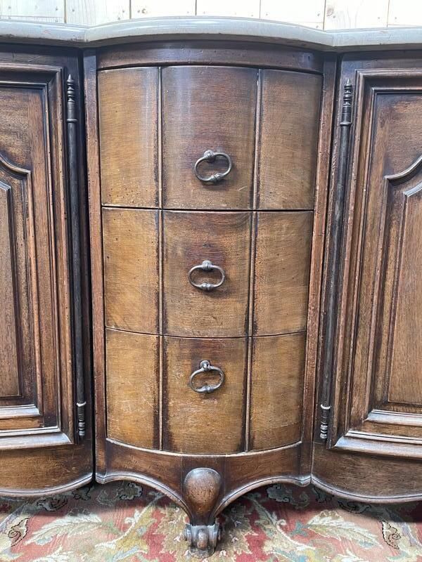 Enfilade En Noyer De Style Louis XV En Noyer Et Marbre photo vintage