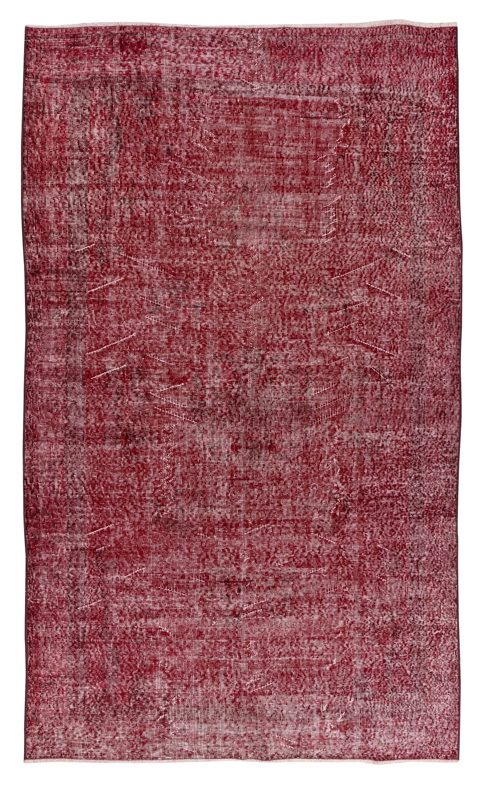 5.2x8.7 Ft Home Decor Vintage Handmade Turkish Rug Re Dyed In Red, Saloon Carpet