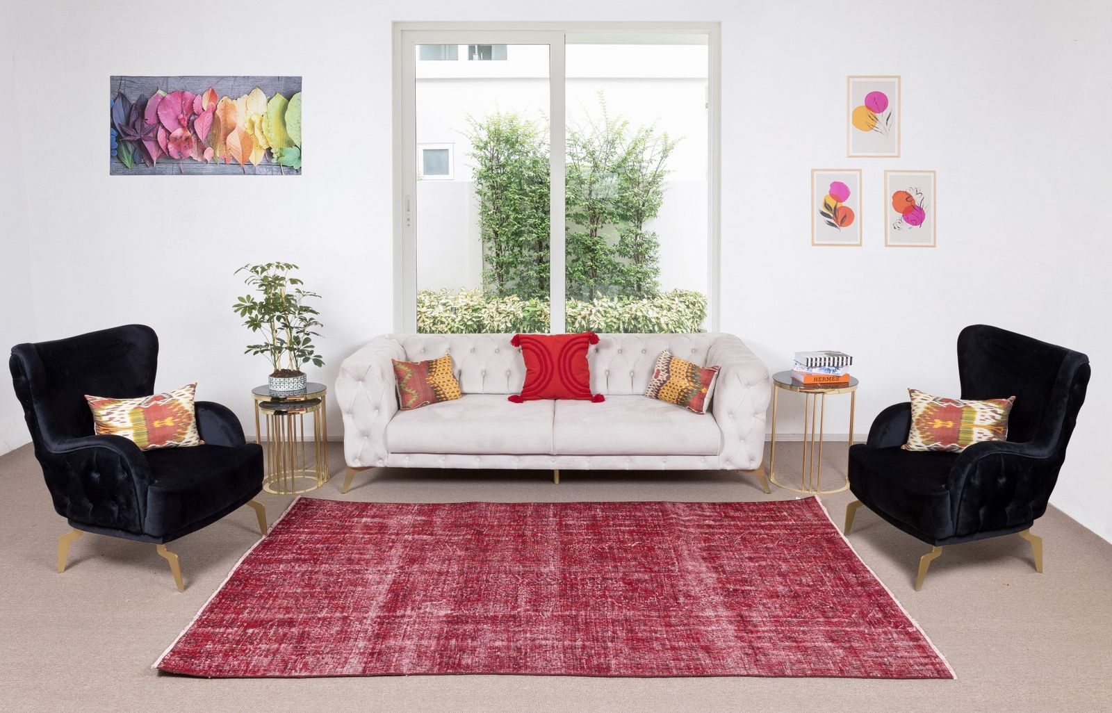 5.8x9.2 Ft Turkish Vintage Rug Re Dyed In Burgundy Red, Great 4 Modern Interiors photo furniture