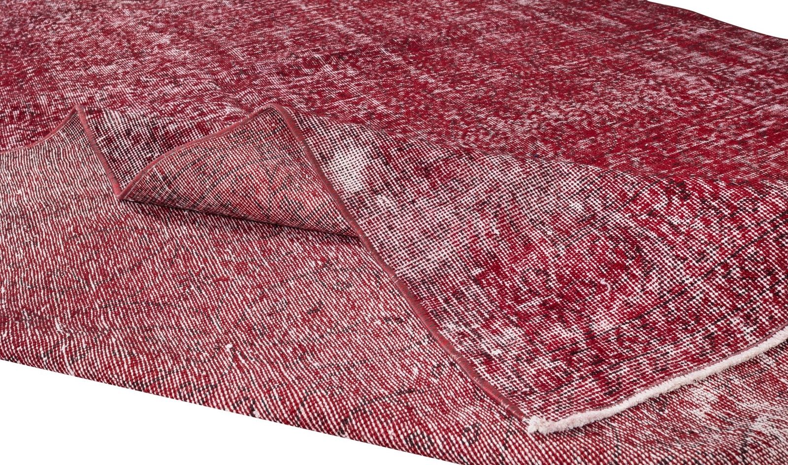 6.8x9.6 Ft Hand Knotted Vintage Turkish Rug Over Dyed In Red 4 Modern Interiors photo for sale