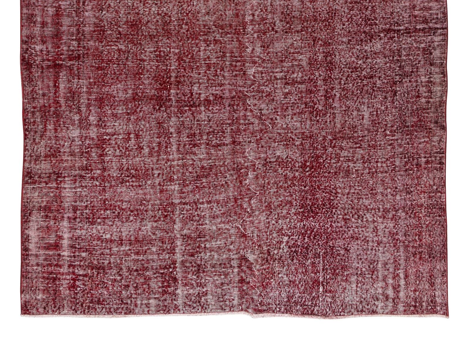 6.8x9.6 Ft Hand Knotted Vintage Turkish Rug Over Dyed In Red 4 Modern Interiors photo 554.0