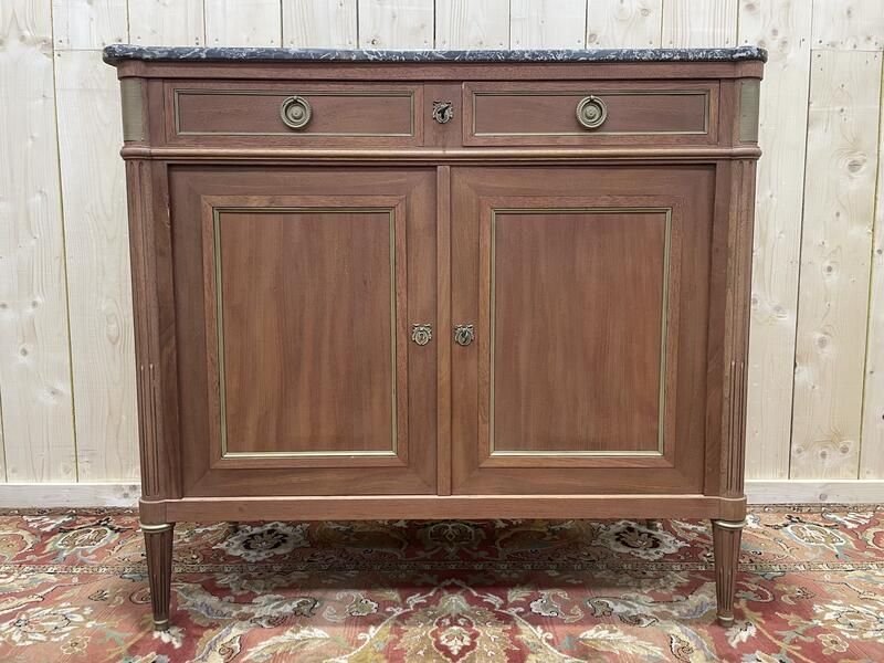 Buffet Bas De Style Louis XVI En Acajou Et Marbre