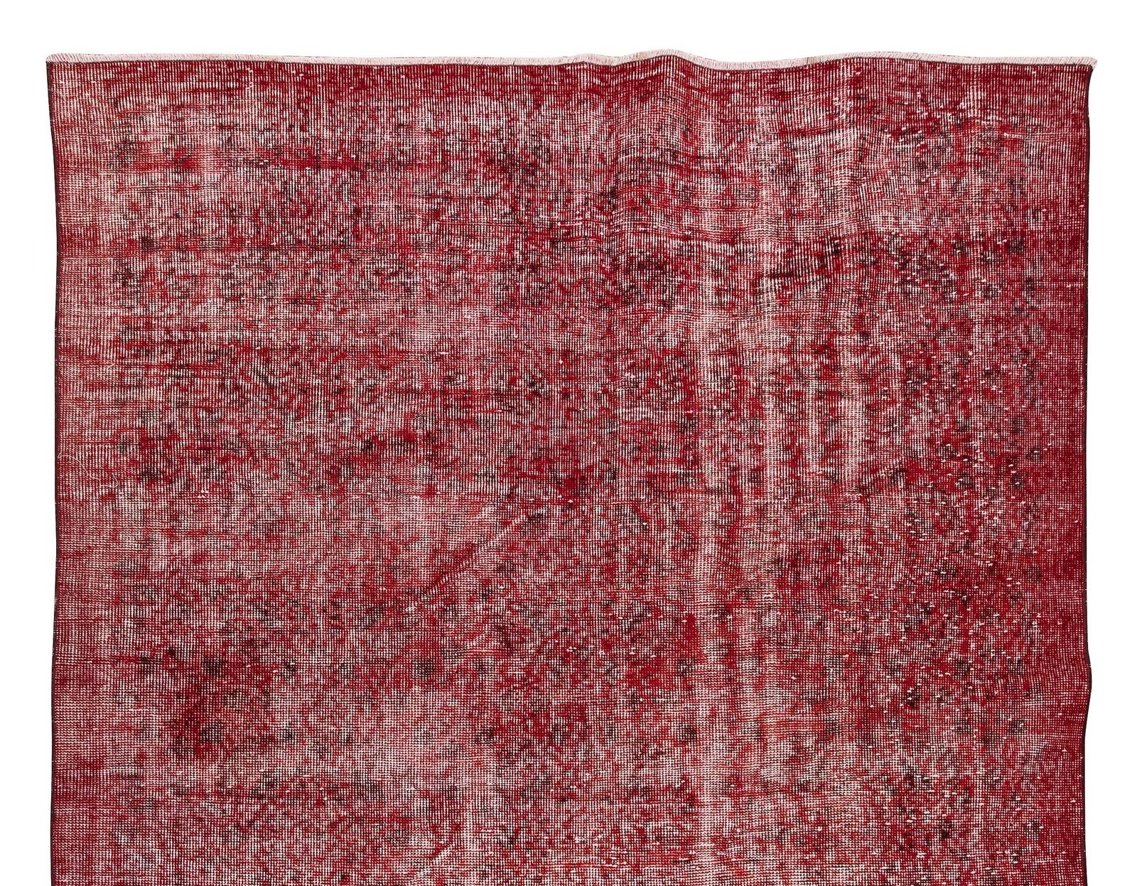 5.3x8.5 Ft Midcentury Handmade Turkish Rug Over Dyed In Red For Modern Interiors photo Textiles