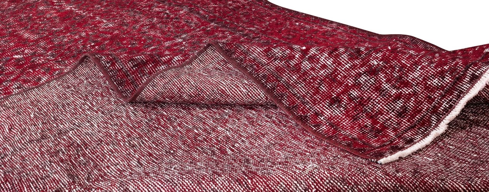 3.9x7 Ft Mid 20th Century Handmade Red Overdyed Rug From Central Anatolia photo for sale