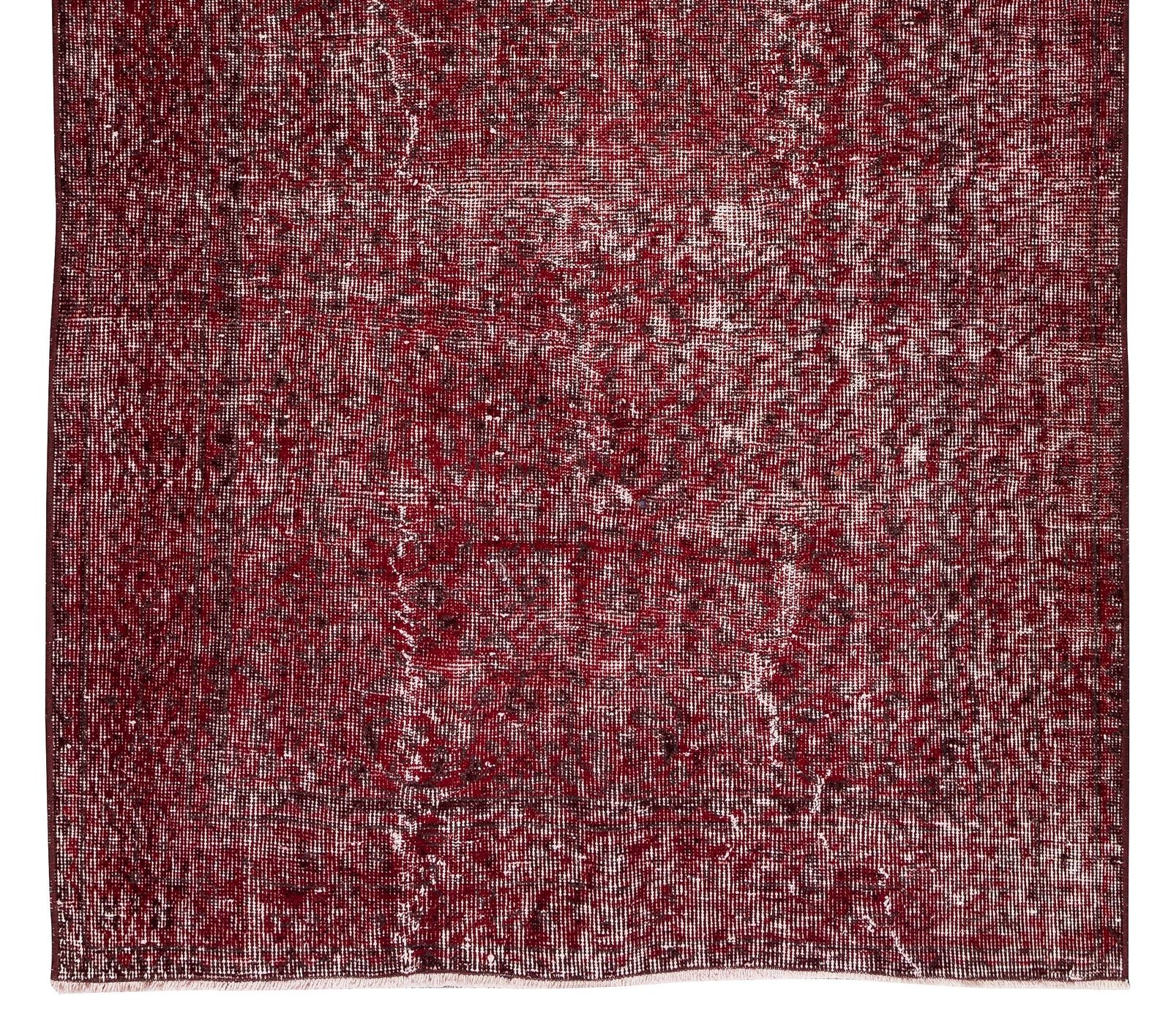 3.9x7 Ft Mid 20th Century Handmade Red Overdyed Rug From Central Anatolia photo 233.0
