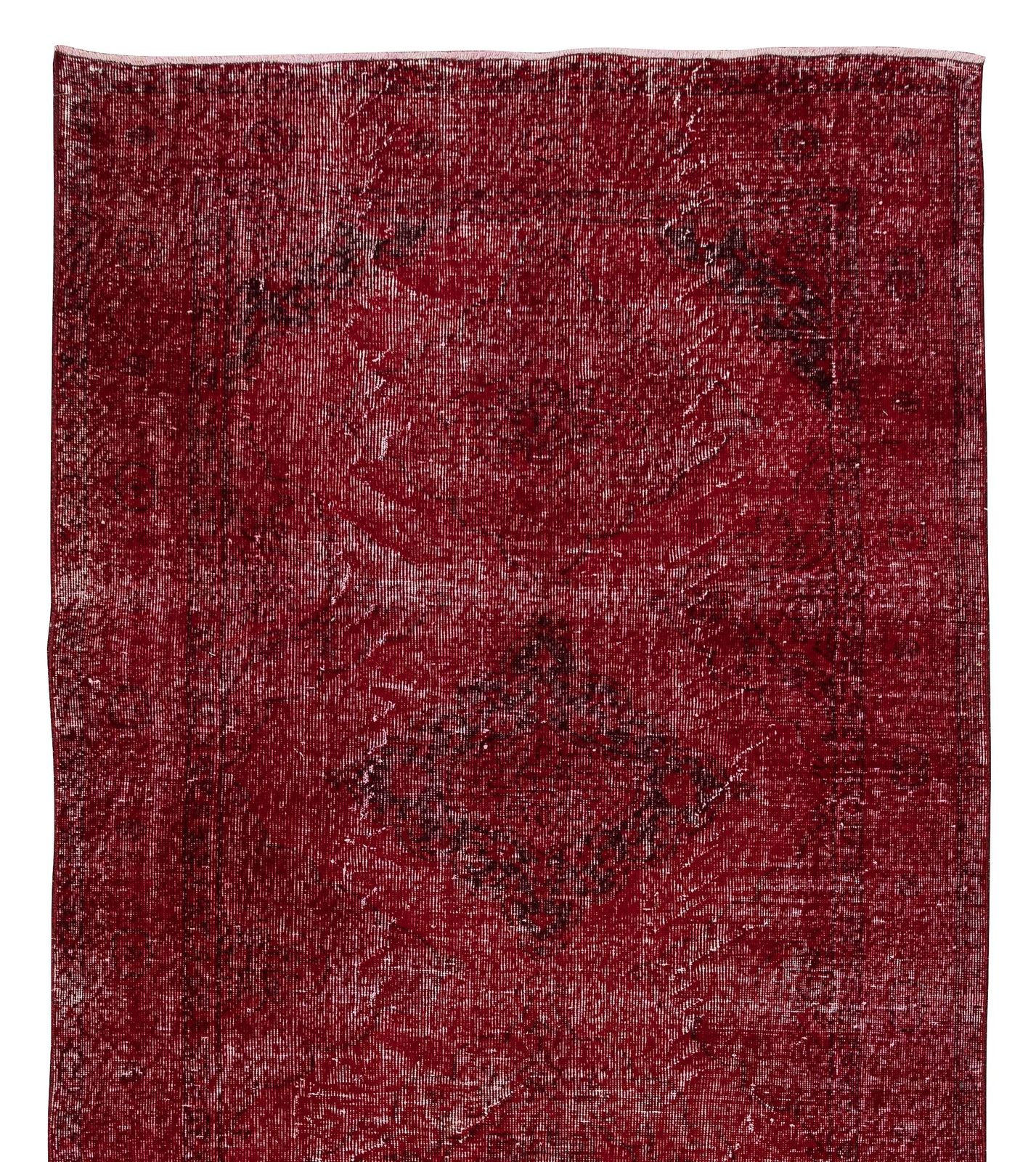 5x11.9 Ft Contemporary Handmade Konya Sille Runner Rug Redyed In Red For Hallway photo Textiles