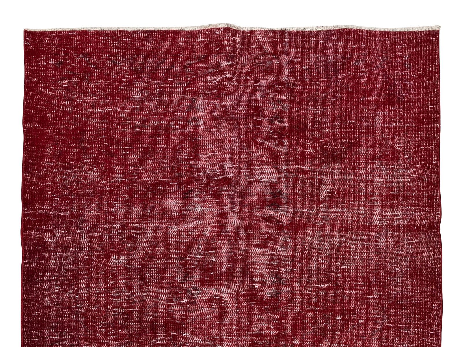 5.6x8.4 Ft Turkish 1960s Handmade Rug Over Dyed In Red For Modern Interiors photo Textiles