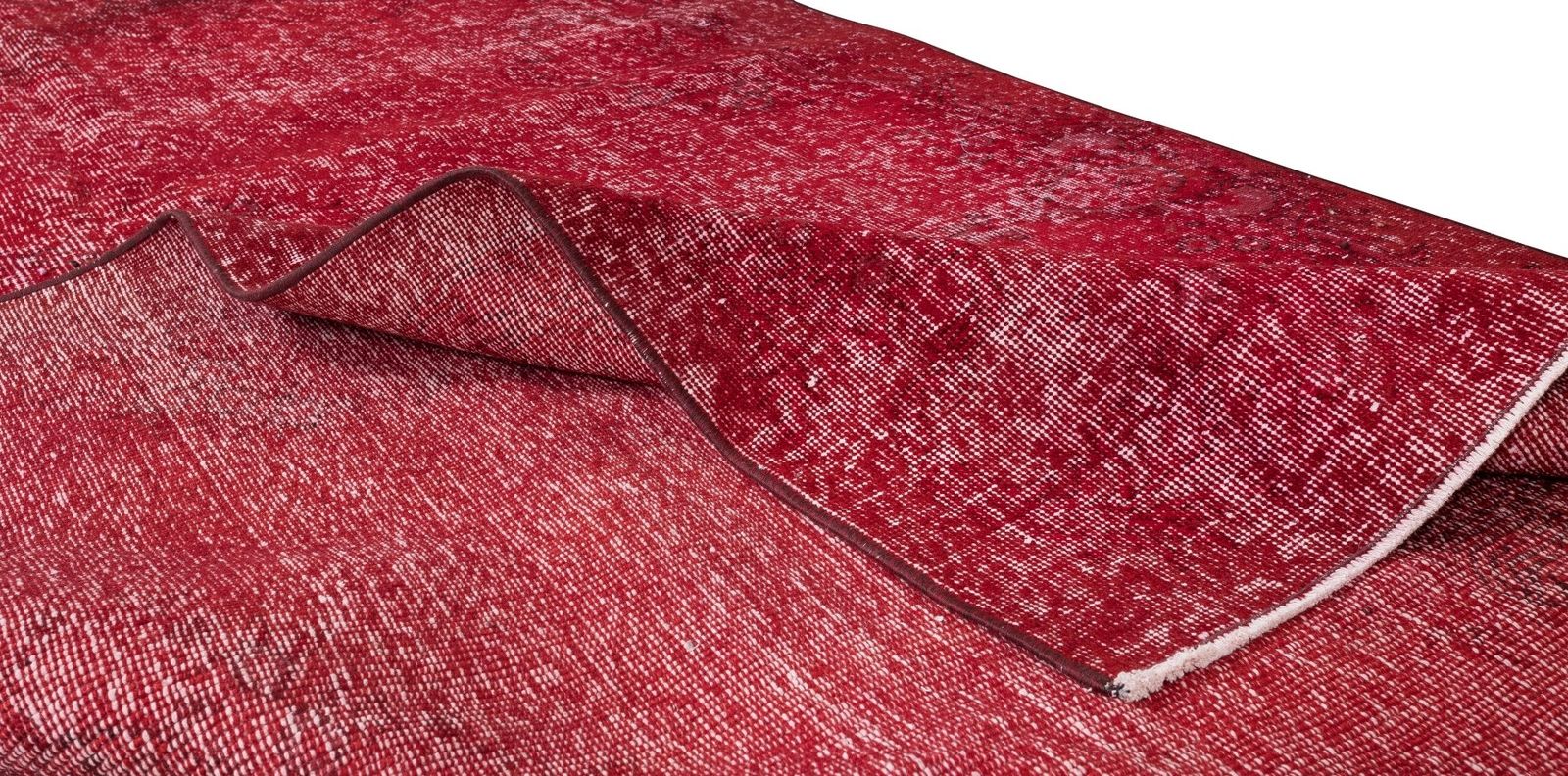 5.3x8.9 Ft Solid Handmade Turkish Area Rug Over Dyed In Red For Modern Interiors photo for sale