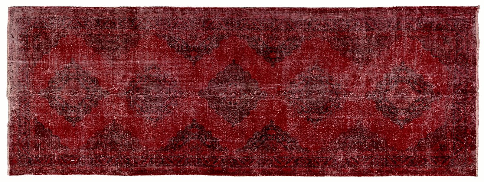 5x13 Ft Hand Knotted Vintage Central Anatolian Runner Rug Over Dyed In Red photo 621.0