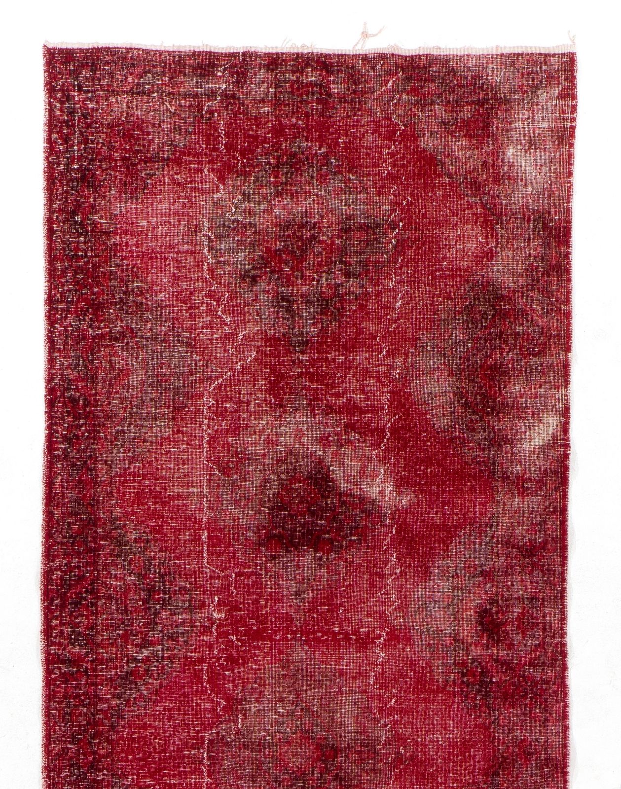 4.8x13 Ft Distressed Vintage Konya Sille Runner Rug Over Dyed In Red For Hallway photo furniture