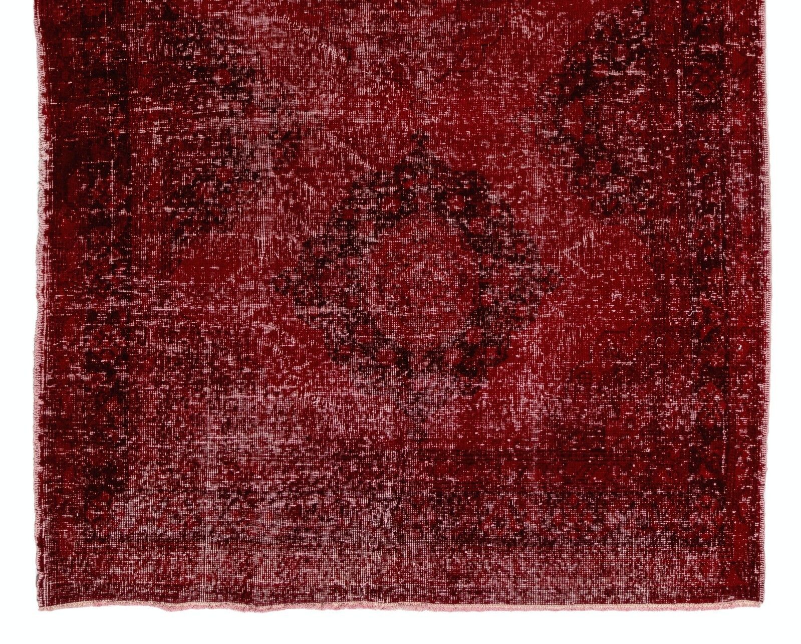 4.8x12.2 Ft Handmade Sille Runner Rug In Burgundy Red, Vintage Corridor Carpet photo Textiles