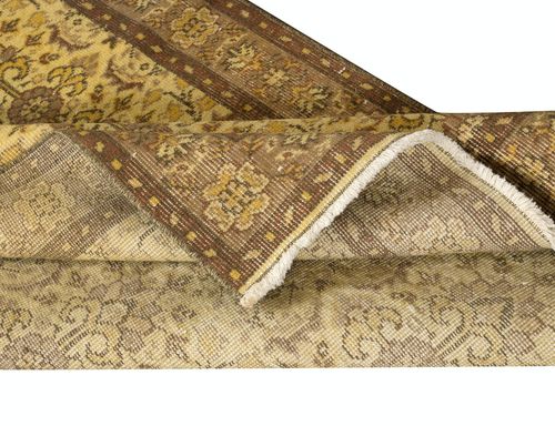 3.8x7 Ft Vintage Turkish Area Rug Dyed In Yellow 4 Modern Interiors photo for sale