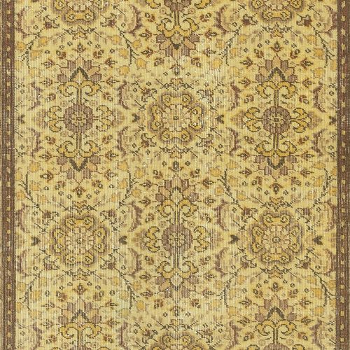 3.8x7 Ft Vintage Turkish Area Rug Dyed In Yellow 4 Modern Interiors photo 259.0