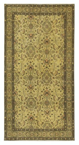 3.5x6.8 Ft Vintage Turkish Floral Rug Dyed In Yellow 4 Modern Interiors