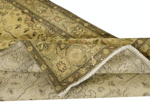 3.5x6.8 Ft Vintage Turkish Floral Rug Dyed In Yellow 4 Modern Interiors photo for sale