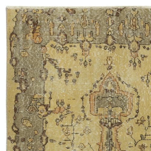 4x6.6 Ft Handmade Yellow Color Anti Bacterial Rug, Modern Turkish Area Rug photo Textiles