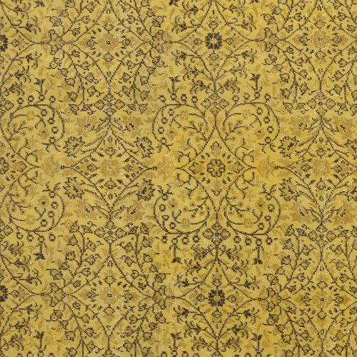 6.6x10 Ft Modern Handmade Turkish Floral Patterned Area Rug In Yellow Color photo 687.0