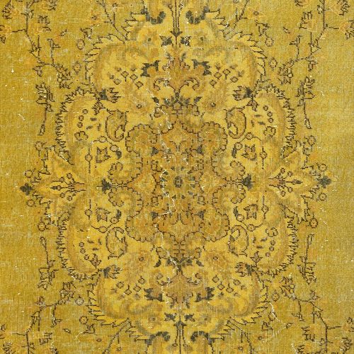 7x10.8 Ft Yellow Hand Knotted Turkish Area Rug. Medallion Design Carpet photo 908.0
