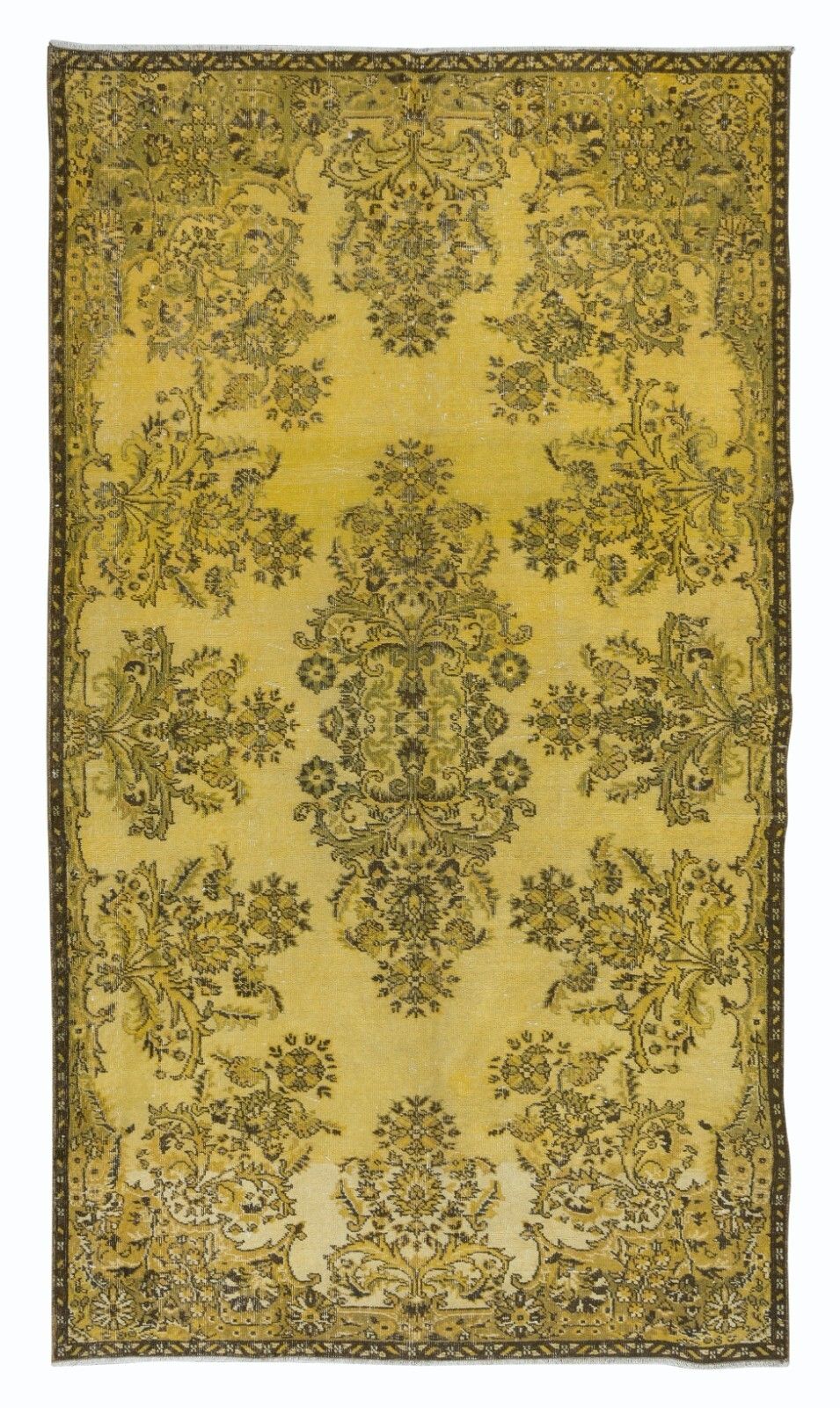 5x9 Ft Contemporary Handmade Turkish Rug With Garden Design & Yellow Background