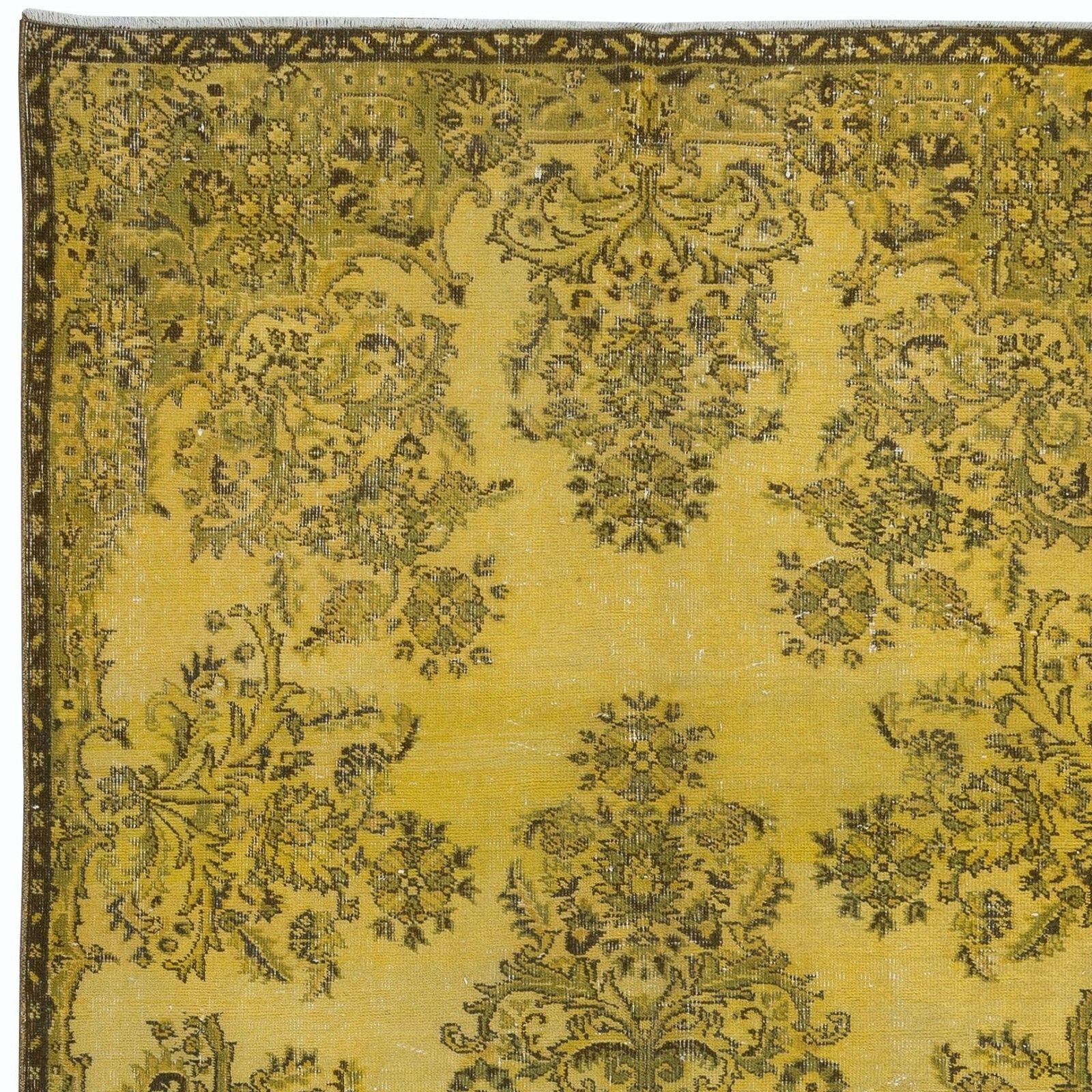 5x9 Ft Contemporary Handmade Turkish Rug With Garden Design & Yellow Background photo Textiles