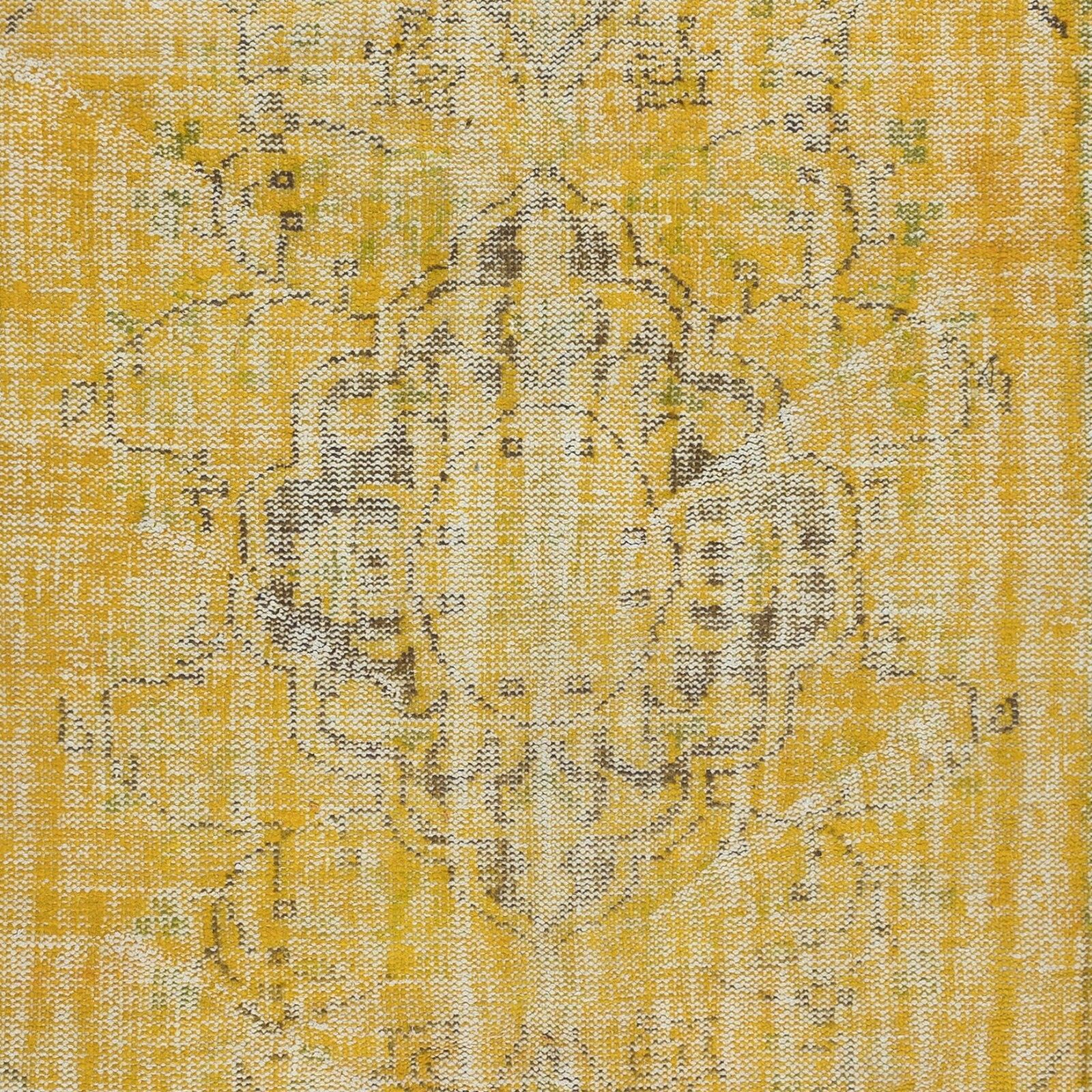 5.7x9.6 Ft Yellow Area Rug From Turkey, Hand Knotted Contemporary Wool Carpet photo 371.0