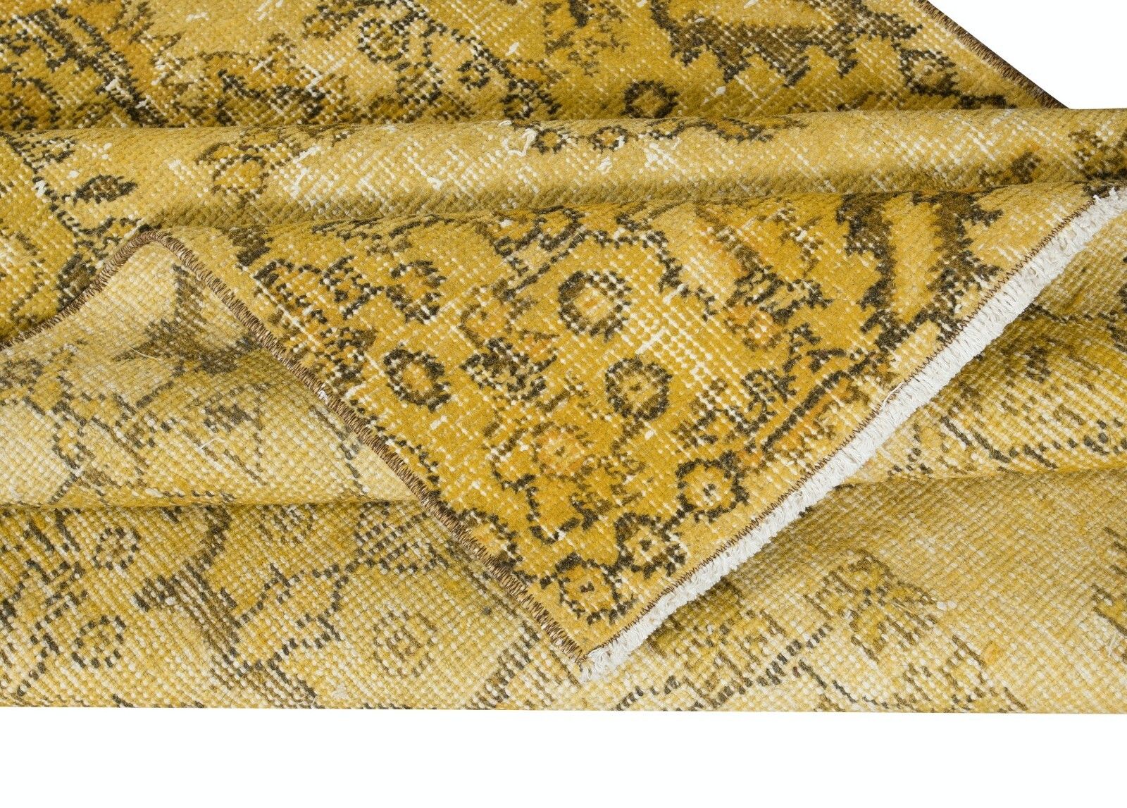 3.5x7 Ft Small Modern Yellow Wool Rug, Handknotted And Handwoven In Turkey photo for sale