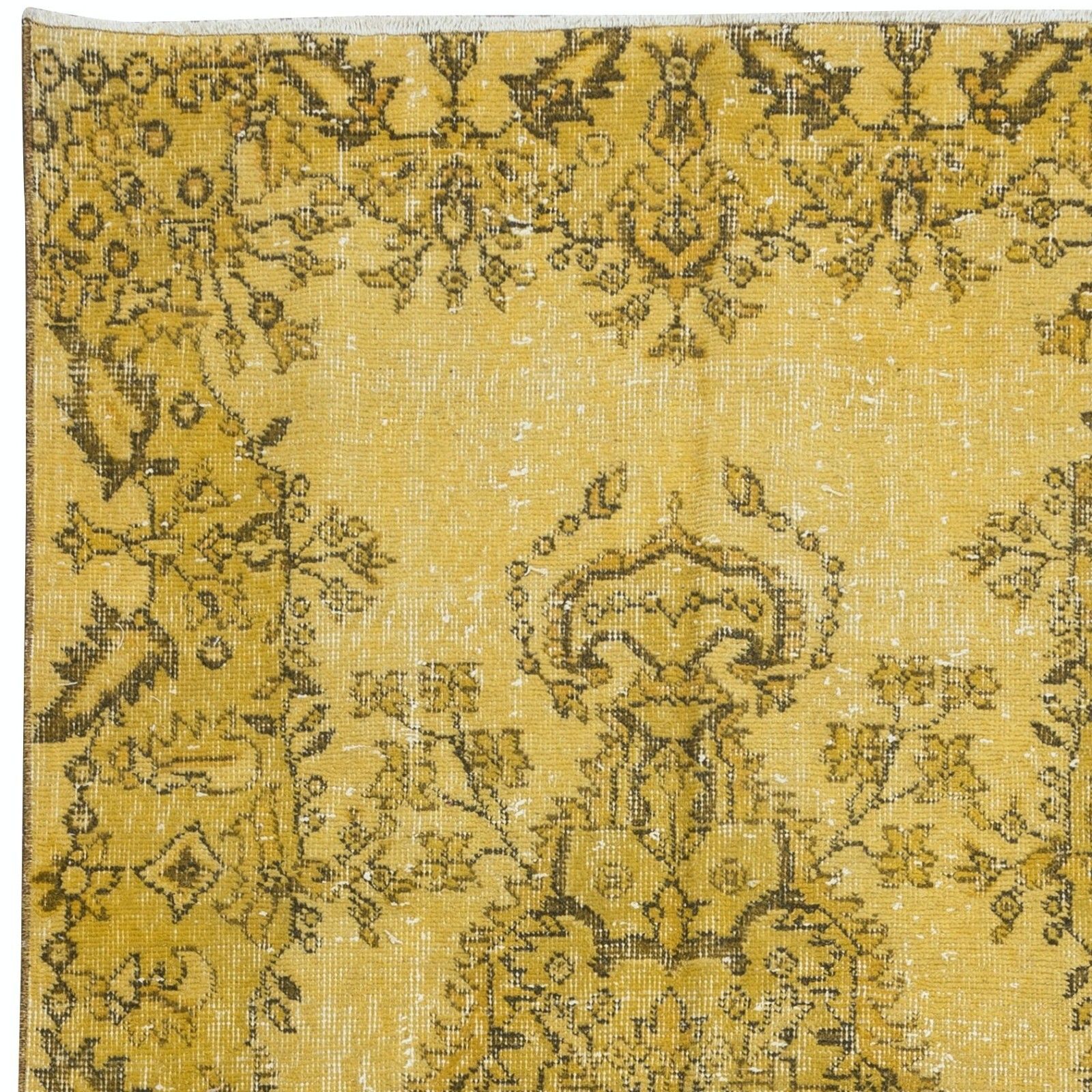 3.5x7 Ft Small Modern Yellow Wool Rug, Handknotted And Handwoven In Turkey photo Textiles