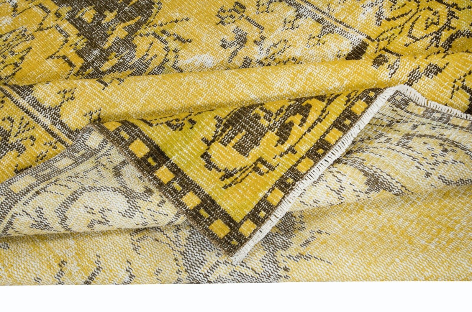 5.4x8.7 Ft Yellow Rug For Modern Interiors, Hand Knotted In Central Anatolia photo for sale