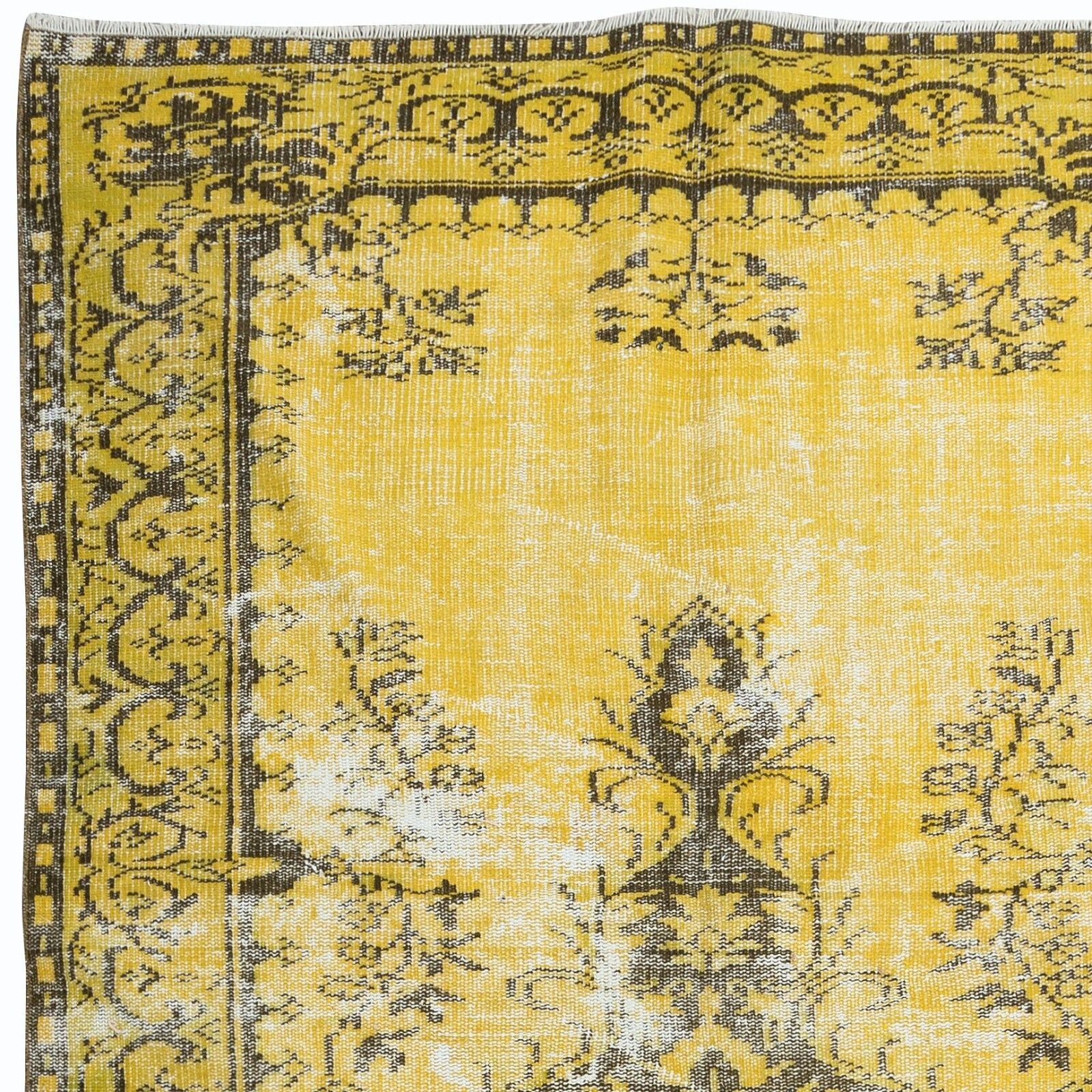 5.4x8.7 Ft Yellow Rug For Modern Interiors, Hand Knotted In Central Anatolia photo Textiles