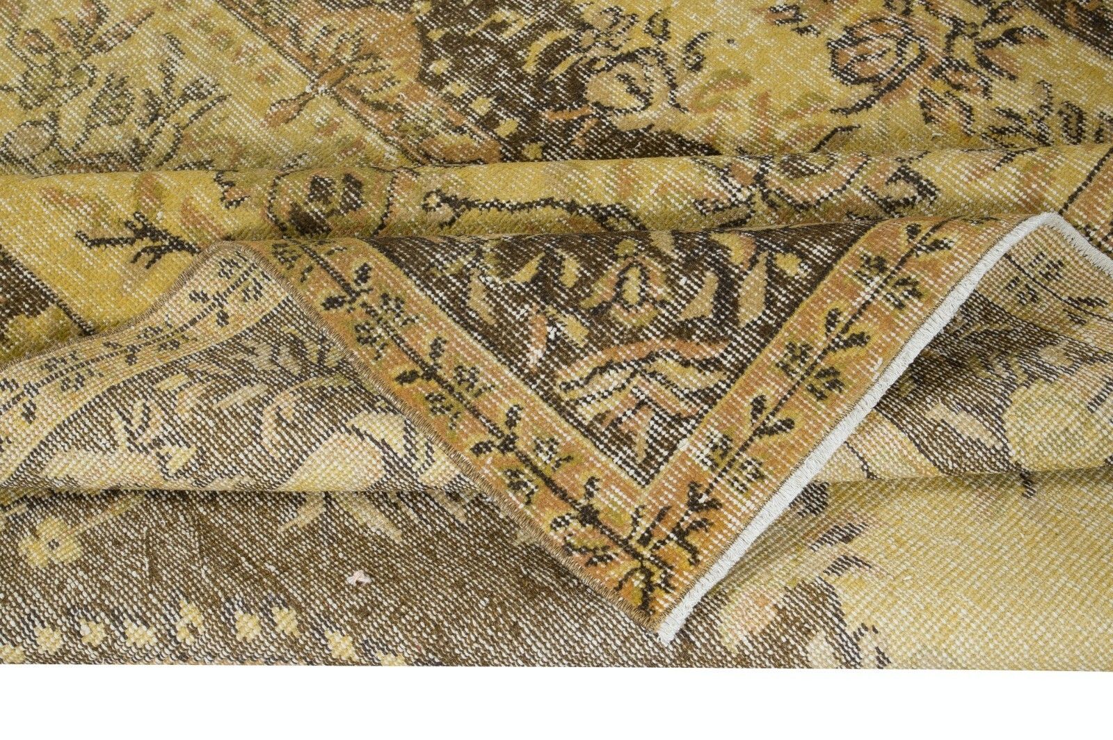 5.8x9.6 Ft Classic Aubusson Inspired Handmade Turkish Rug In Soft Yellow & Brown photo for sale
