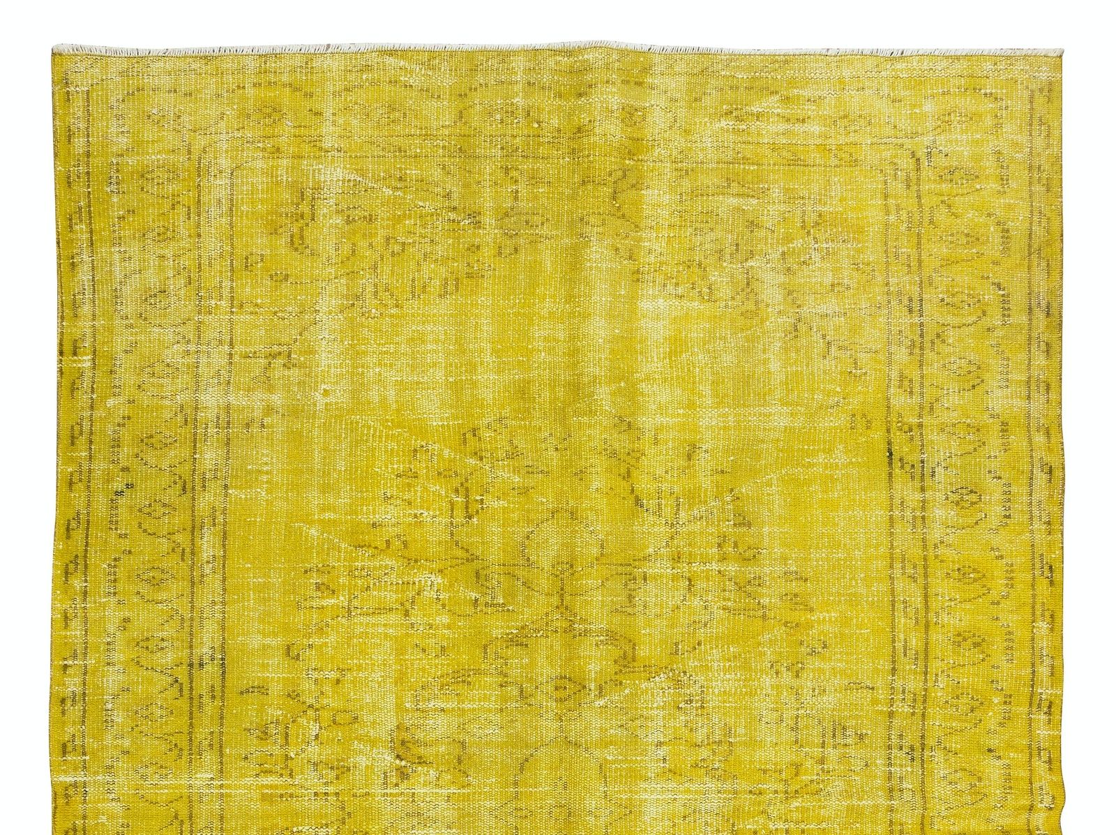 5.6x9.5 Ft Yellow Overdyed Rug For Modern Home & Office, Turkish Handmade Carpet photo Textiles