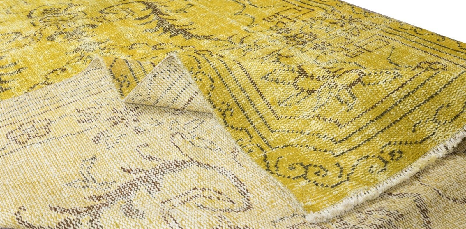 5x9 Ft Yellow Rug, Modern Floor Covering, Handmade Turkish Carpet photo for sale