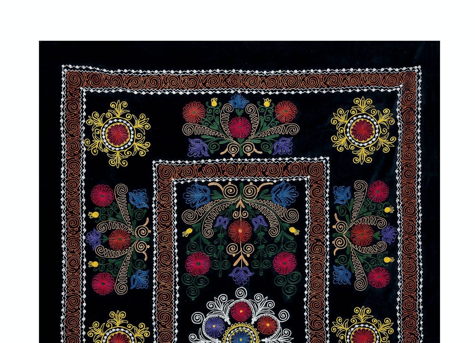 4.6x6.8 Ft Vintage Asian Silk Hand Embroidered Bed Cover Or Wall Hanging photo furniture