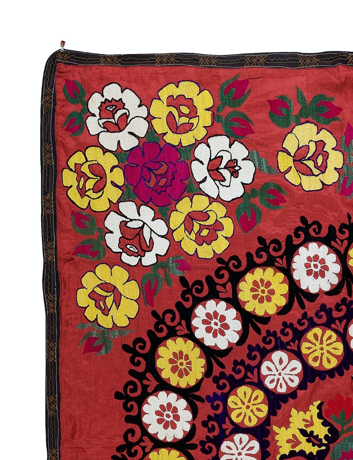 5x6 Ft Silk Embroidery Bed Cover, Suzani Wall Hanging In Red, Uzbek Tapestry photo furniture