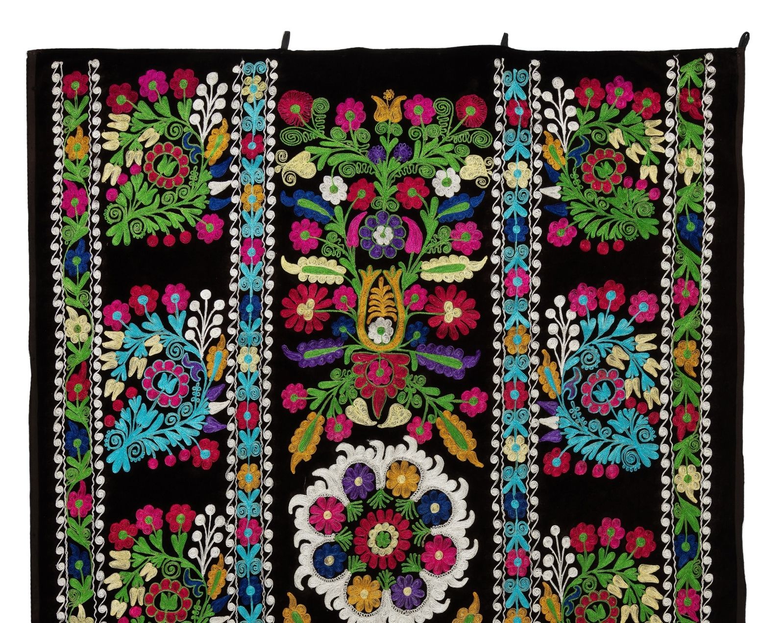 4.6x7.3 Ft Vintage Asian Silk Embroidered Suzani Bed Cover Or Wall Hanging photo furniture
