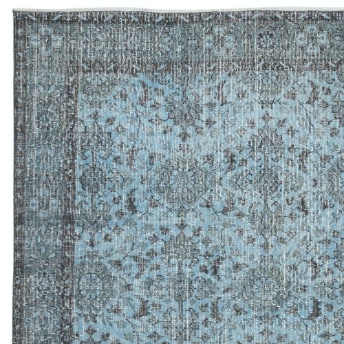 6x9.8 Ft Modern Floral Patterned Area Rug In Blue, Hand Knotted In Turkey photo Textiles