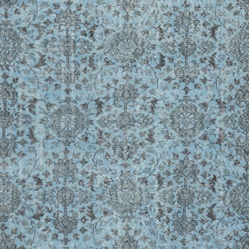 6x9.8 Ft Modern Floral Patterned Area Rug In Blue, Hand Knotted In Turkey photo 608.0