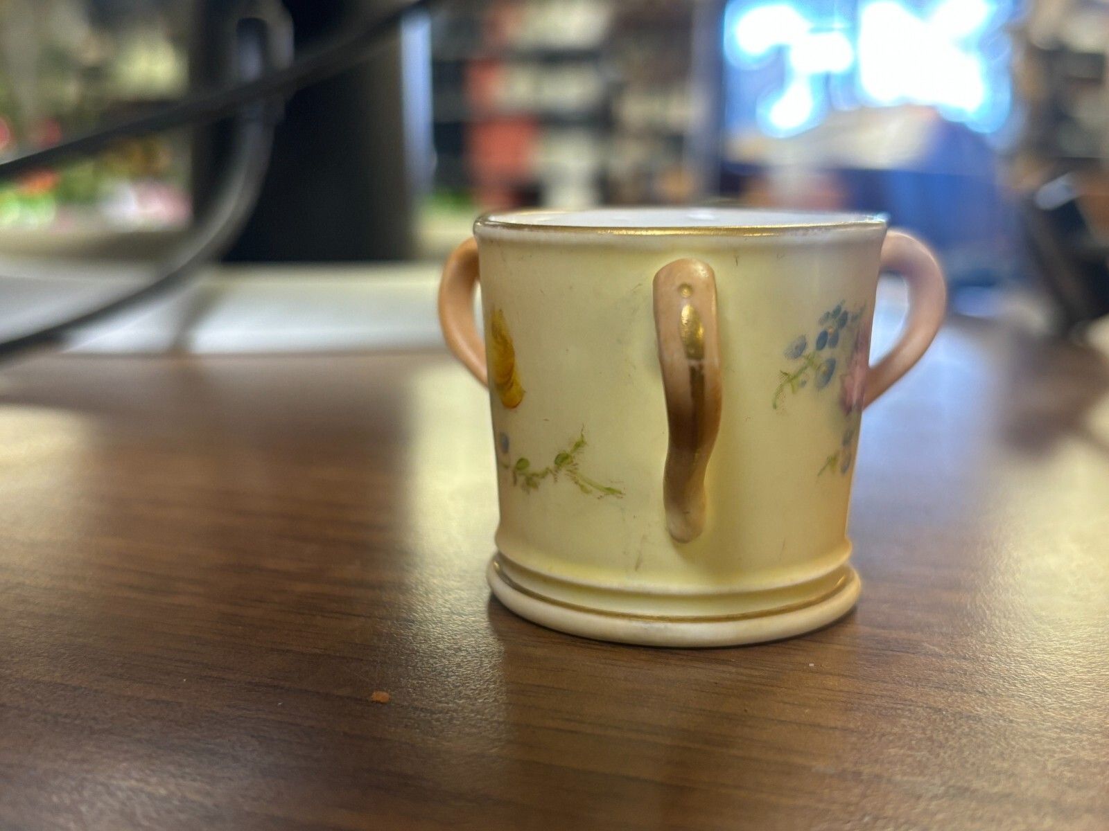 Rare Antique Miniature Royal Worcester Blush Ivory 3 Handle Cup photo Home Decor