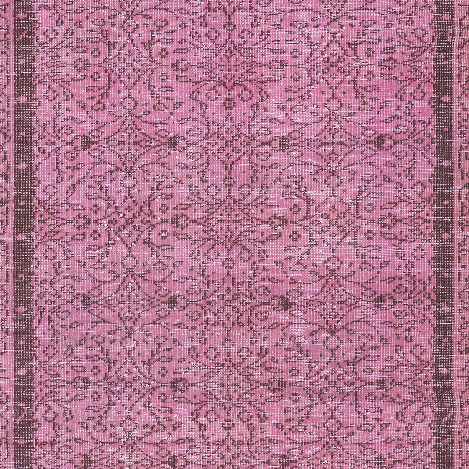 5.2x9 Ft Hand Made Turkish Area Rug In Light Pink, Modern Wool And Cotton Carpet photo 476.0