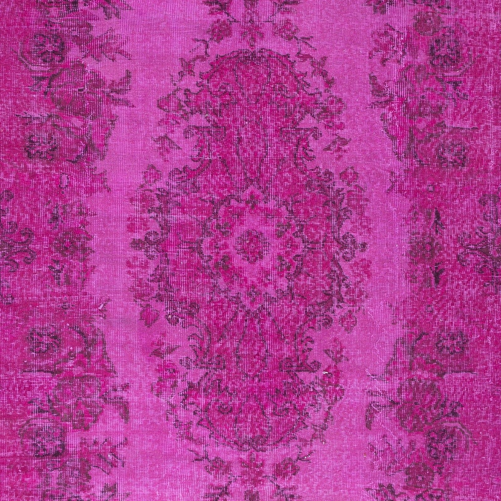 5.5x9 Ft Modern Hand Knotted Turkish Rug With Medallion Design In Pink photo 422.0