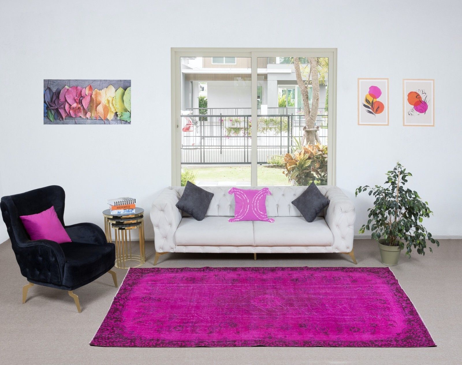 5.8x9.2 Ft Contemporary Handmade Floral Pattern Turkish Area Rug In Soft Pink photo furniture